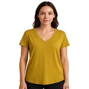 JACKSON Rowe Size XL 🇨🇦 T-Shirt V Neck  Mustard S/S Modal Blend